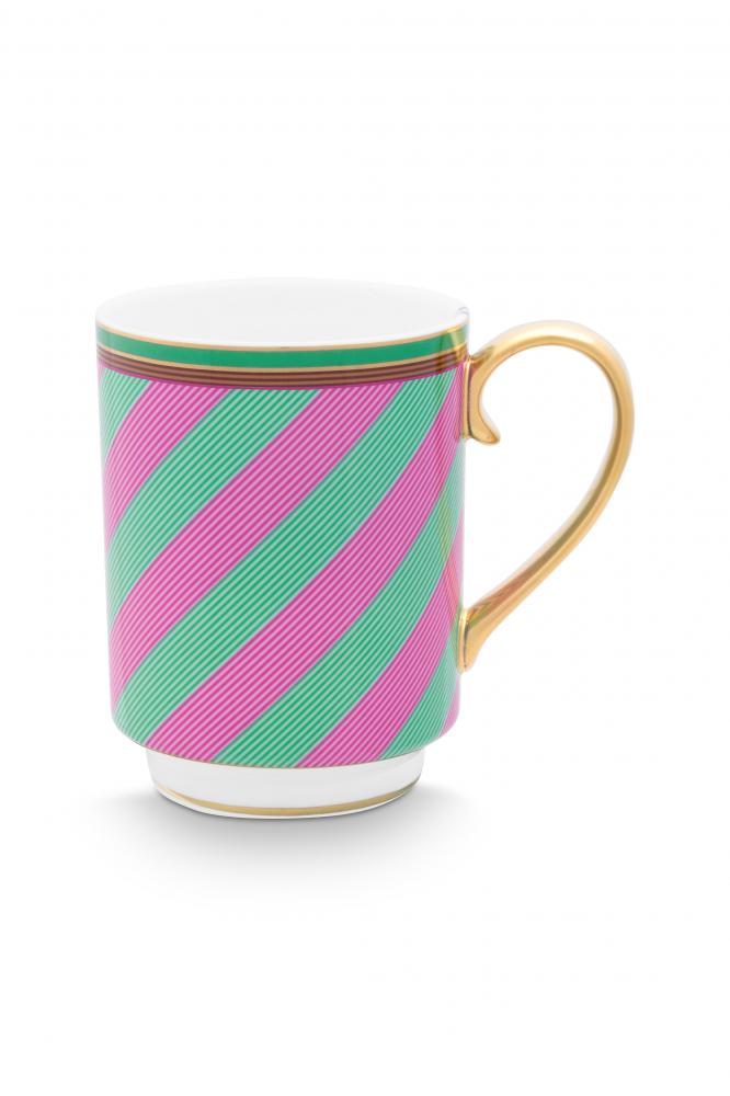 Mug Large Chique Stripes Pink-Green 350 ml