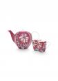 Set/3 Tea Set Large Flower Festival Dark Pink